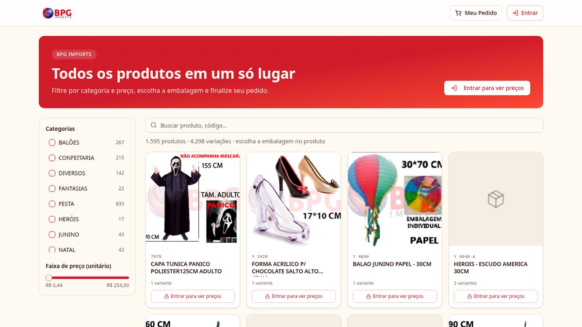 Print da tela inicial do projeto BPG