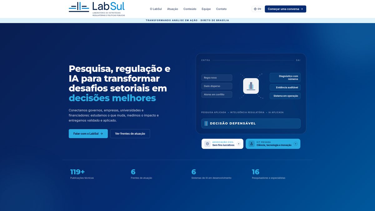 Print da tela inicial do projeto LabSul