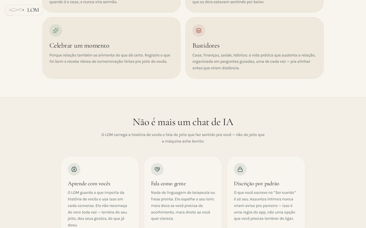 LOM — Apresentação das funcionalidades e planos