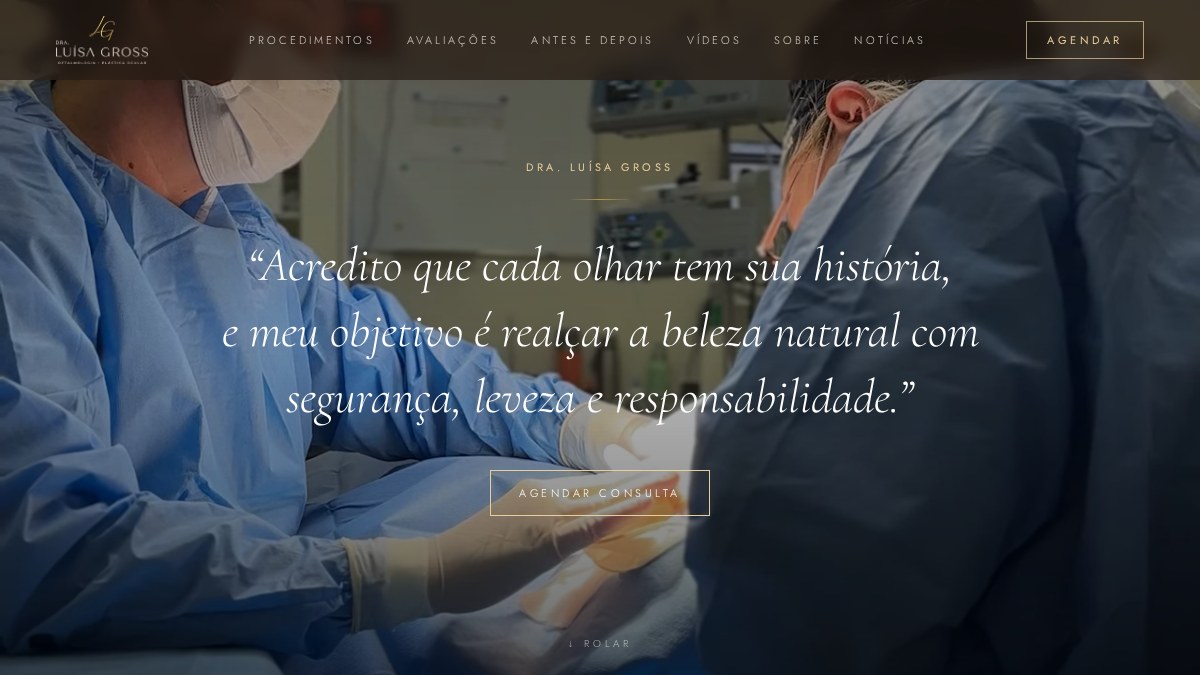 Interface do projeto Dra. Luísa Gross